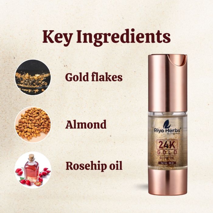 24 K Gold Glow Face Oil - 24K Gold Flakes & Rosehip Oil