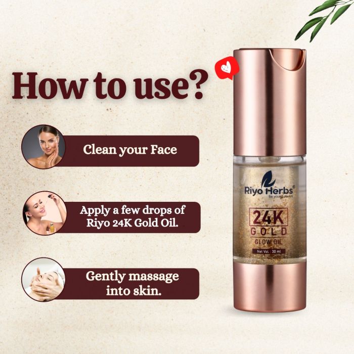 24 K Gold Glow Face Oil - 24K Gold Flakes & Rosehip Oil