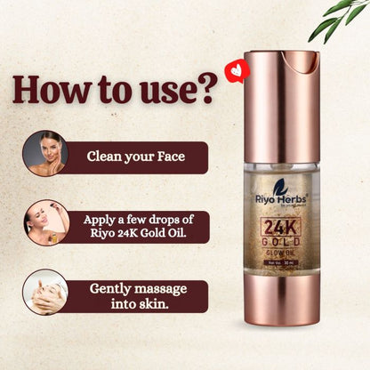 24 K Gold Glow Face Oil - 24K Gold Flakes & Rosehip Oil