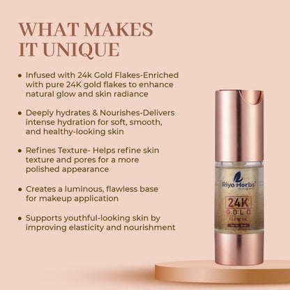 24 K Gold Glow Face Oil - 24K Gold Flakes & Rosehip Oil
