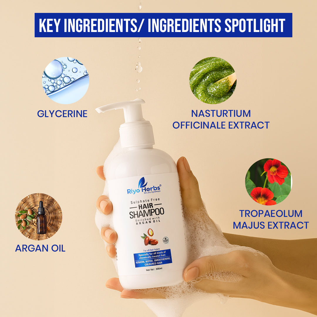 Argan Oil Hair Shampoo - For Chemically Treated Hair | Sulphate & Paraben Free