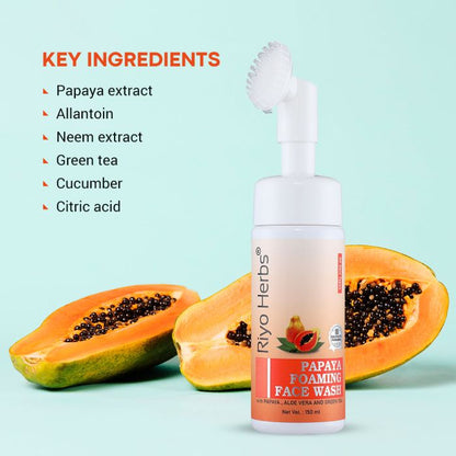 Papaya Foaming Facewash - Beginner Friendly Gentle Cleanser -  Suitable for Age 12+