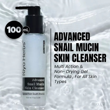 Advanced Snail Mucin Skin Cleanser - with Snail Mucin, Camellia Sinensis  &  Pine Bark Extract - Sulphate Free Gel Cleanser-