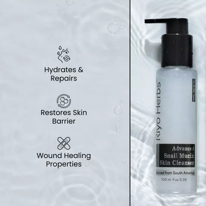 Advanced Snail Mucin Skin Cleanser - with Snail Mucin, Camellia Sinensis  &  Pine Bark Extract - Sulphate Free Gel Cleanser-